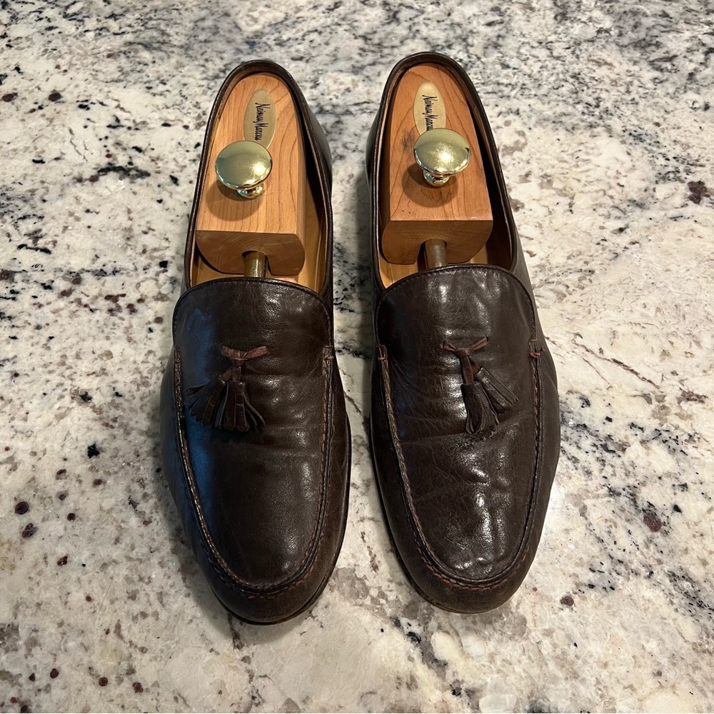 Artioli Men’s Handmade Italian Leather Tassel Loafers Brown Size 12